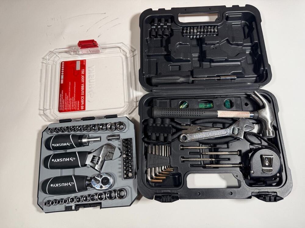 Tool Kit Bundle — Husky 46-Piece Stubby Tool Set + Household Tool Case